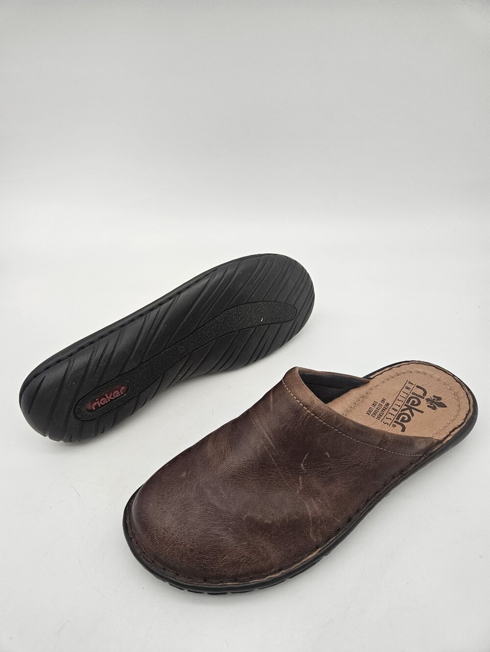 Rieker Slippers for Men Leather Brown Size 10.5